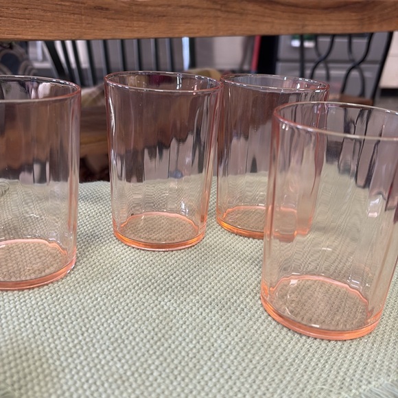 Pink Depression Glassware Drinking Glasses 4" set of 5 - Picture 4 of 4